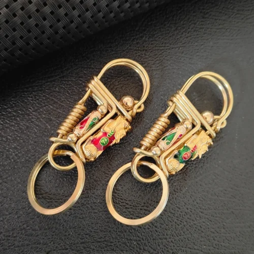 Retro Brass Enamel Keychain (1)