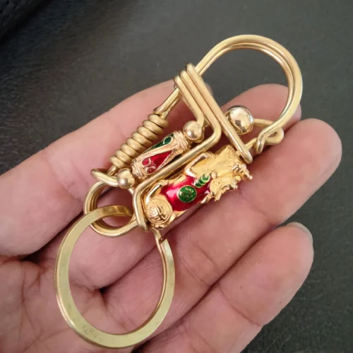 Retro Brass Enamel Keychain (3)
