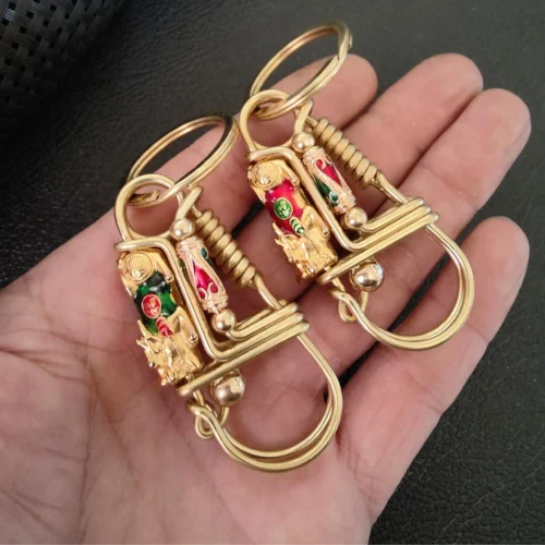 Retro Brass Enamel Keychain (5)