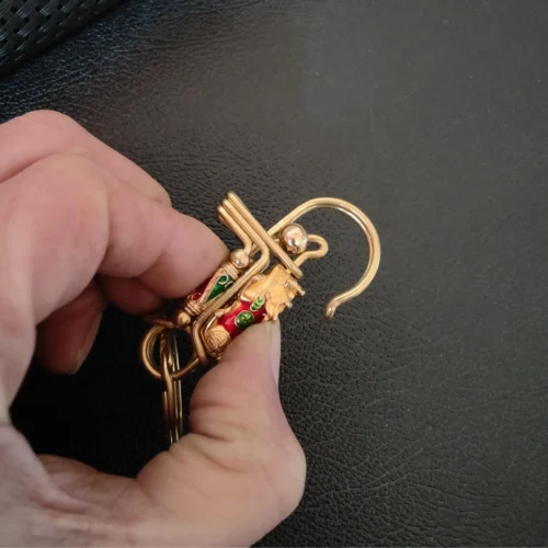 Retro Brass Enamel Keychain (6)